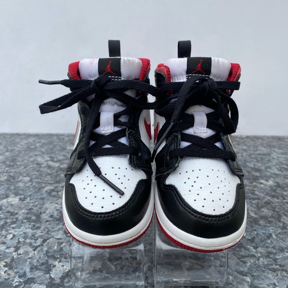Nike Air Jordan 1 Mid TD White Gym Red Black 640735-122 Baby Toddler Size 7C - Picture 3 of 12